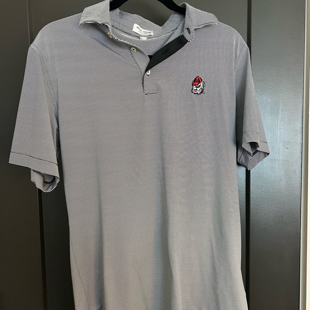 Peter Millar Gray Polo Shirt with Embroidered UGA Logo (Georgia)